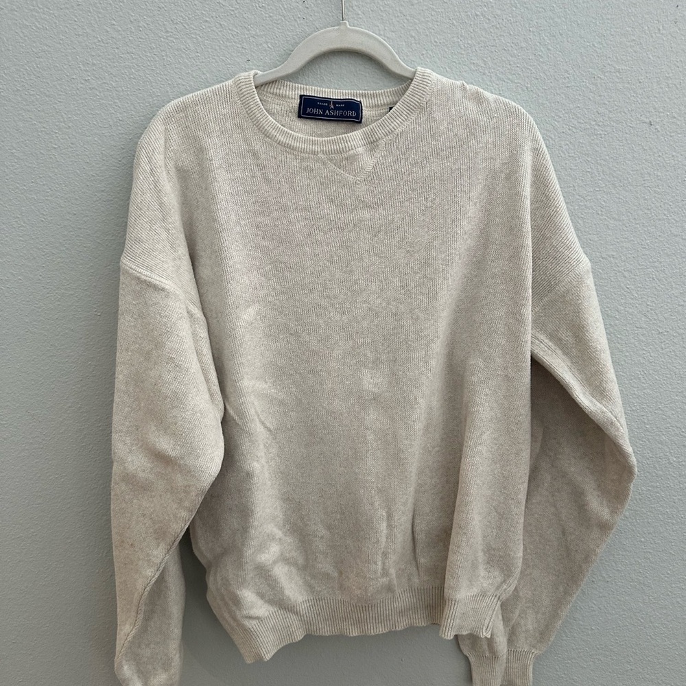 John Ashford Men's Beige Crewneck Sweater